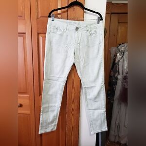 Almost Famous Light Teal Mint Colored Jeans With Silver Sparkle Glitter 11